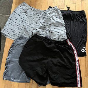 Lot of 4 Men's Athletic Shorts, Adidas, Champion, Fila, Size 4XL